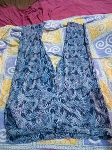 Stylish Leaf Print Wide Leg Pants