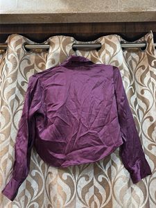 Satin Button-Up Collared Shirt