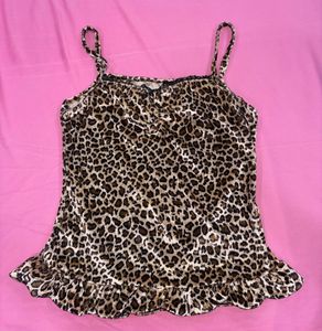 Leopard Print Ruffled Cami Top