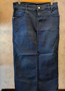 Purple Feather Denim Skirt (M)