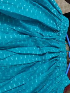 Teal Ethnic Skirt with White Motifs