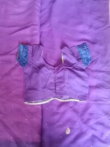 Purple Saree with Embellished Blouse