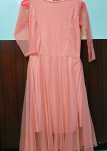 Peach Net Maxi Dress