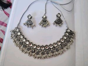 Antique Silver Necklace with Earrings