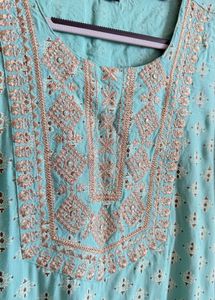 Beautiful Teal Embroidered Kurta