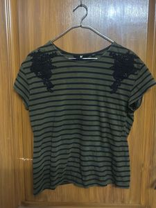 Striped T-Shirt with Lace Detail