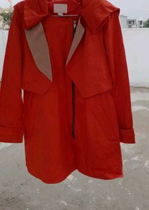 Orange Hooded Trenchcoat