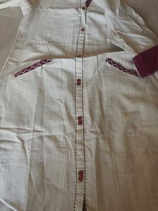 Cream Kurta with Maroon Accents, only kurti