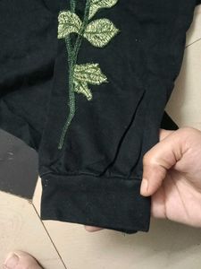 Black Top with Rose Embroidery