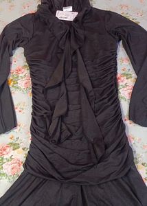 Elegant Black Ruffled Dress