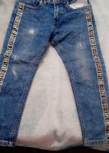 Stylish Blue Jeans with Side Stripe