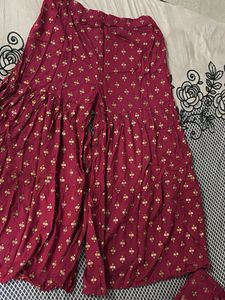 Maroon Kurta with Gold Print