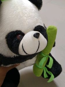 Adorable Panda Stuffed Toy with Bamboo