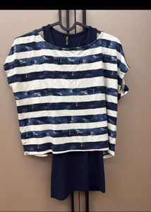 Combo Striped T-Shirt with Layered Look n legging
