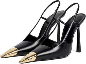 YSL Saint Laurent White &amp; Gold Heels
