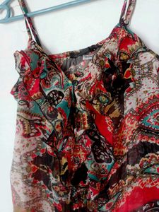 Bohemian Print Crop Top &amp; Black Shorts Set