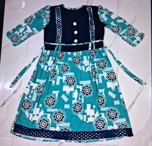 Cute Teal Floral Print Dress
