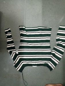Off-Shoulder Striped Knit Top