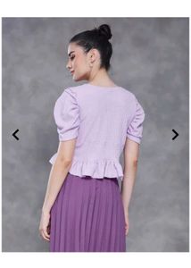 Shein Lilac Ruffle Hem Top
