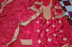 Red & Gold Embellished Pakistani Suit