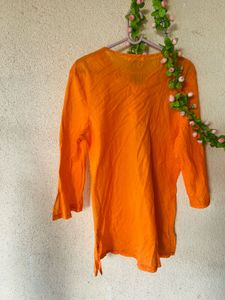 Vibrant Orange Embroidered Kurta
