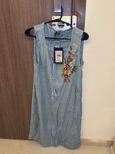 Embroidered Sleeveless Mini Dress