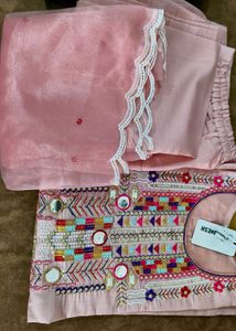 Elegant Peach Embroidered Kurta Set