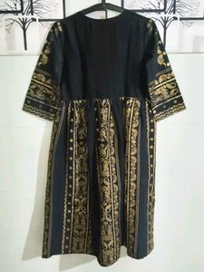 Black anarkali Kurta with Gold Paisley Print