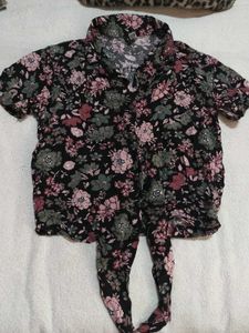 Chic Floral Tie-Front Blouse