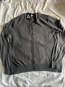 ZR Grey Button-Down Cardigan