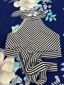 Chic Striped Halter Neck Top