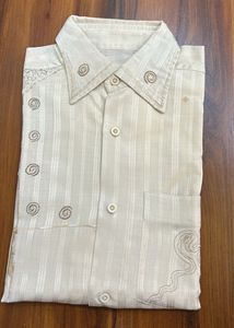 Jethalal inspired Men's Beige Embroidered Shirt