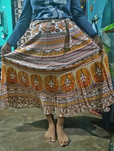 Wrap Around Pure Cotton Long Skirt