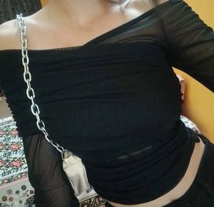 Sheer Off-Shoulder Mesh Top