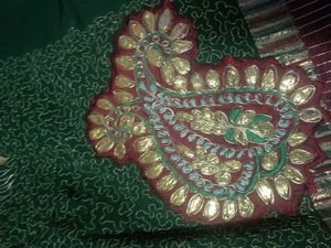 Elegant Green Embroidered pure Georgette Saree