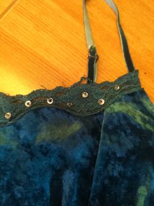 Mermaidcore sea green velvet sequin cami