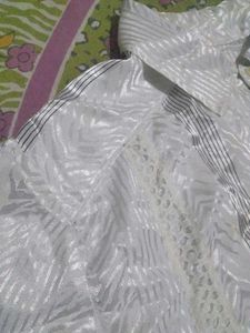 women's White Textured Shirt