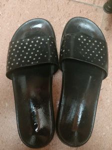Black Polka Dot Slides