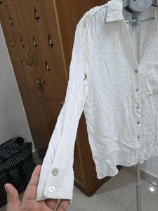 Zara White Button-Up Shirt
