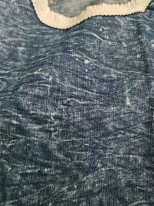 Blue Denim Wash Cold Shoulder Top