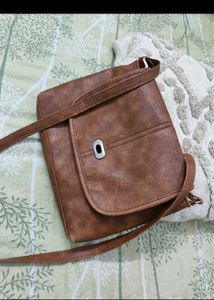 Brown Faux Leather Crossbody Bag