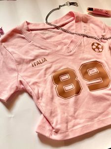 Pink Y2k Italia 89 baby tee