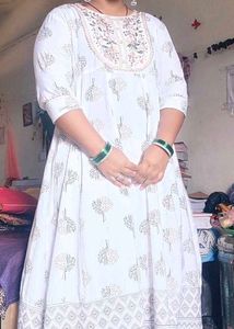 White Embroidered Tree Print Kurti😍🎊🎉