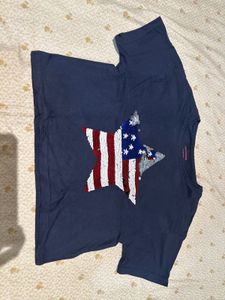 Blue T-Shirt with American Flag Star