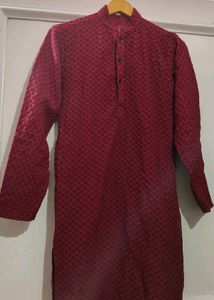 Maroon Textured Kurta
