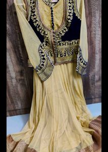 zari and pearl work Anarkali Gown