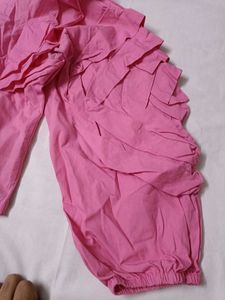 Pink Ruffled Sleeve Top