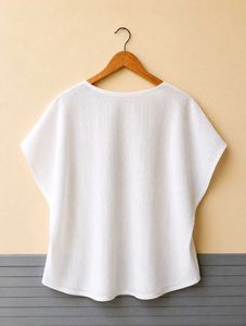White Embroidered V-Neck Tunic Top (Women)