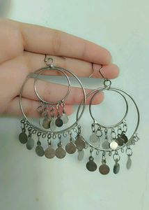 Boho Chic Hoop Earrings with Dangling Charms