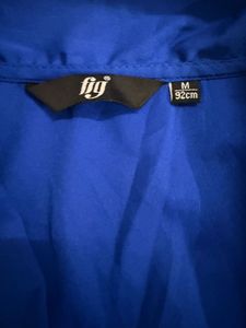 Royal Blue Tie-Up Detail Button-Up Shirt
